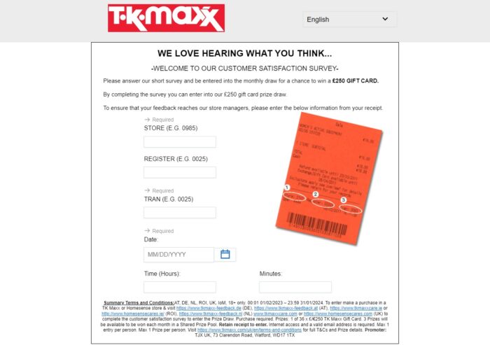 TKMaxxcare.com - Win £250 Gift Card - TK Maxx Survey