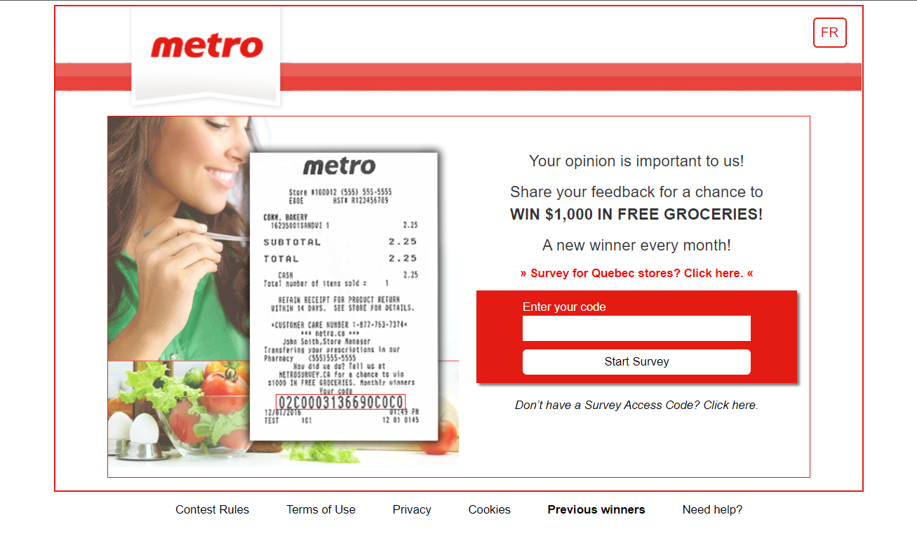 www.metrosurvey.ca - Win $1000 in Free Groceries - Metro Survey